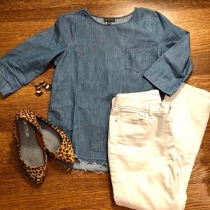 Denim/Chambray top 3/4 sleeve S